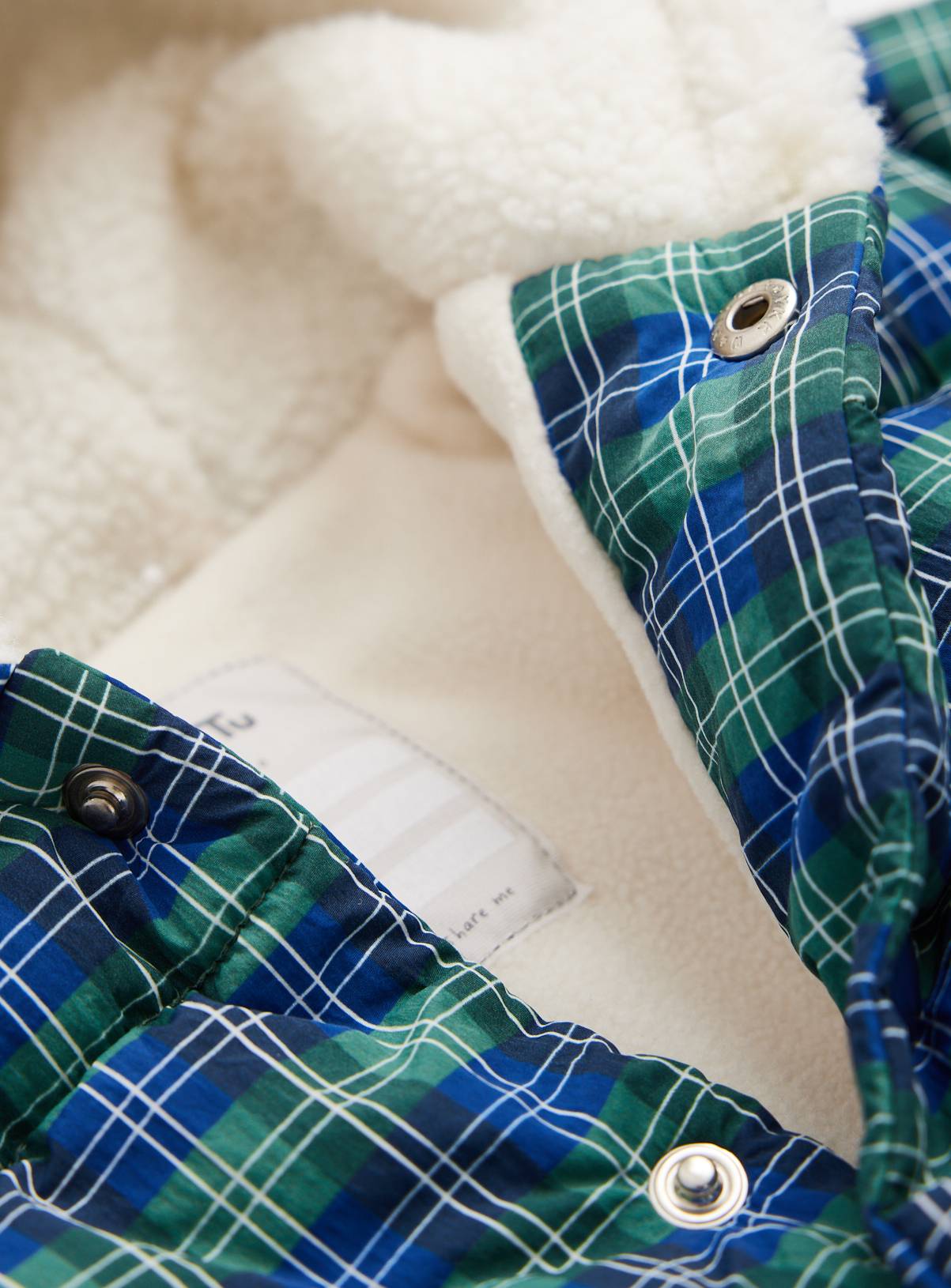 Blue Check Print Hooded Puffer Coat 3-6 months - Image 2